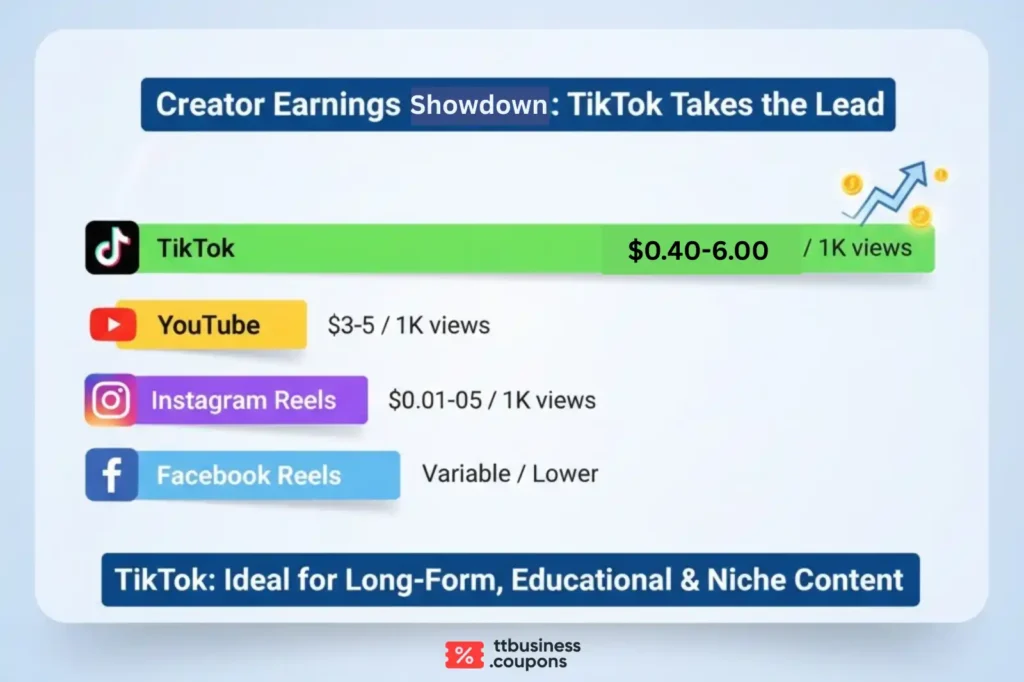 Earnings from TikTok vs other platforms
